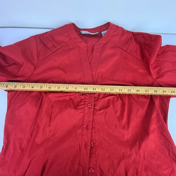 Signature by Larry Levine Women's Petite PL Red Button Down Blouse New Office - Picture 14 of 14
